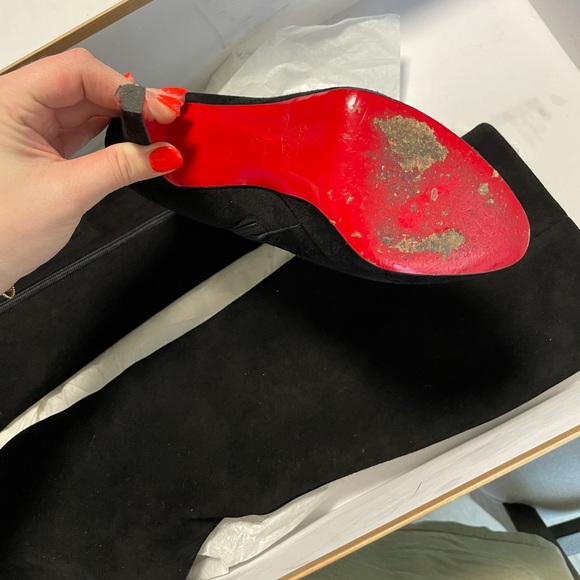 Christian Louboutin Suede Platform Knee Boots - Picture 6 of 9